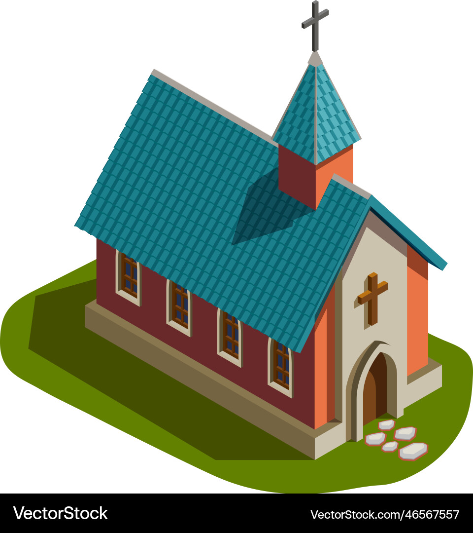 Isometric medieval church Isometric medieval church vector image