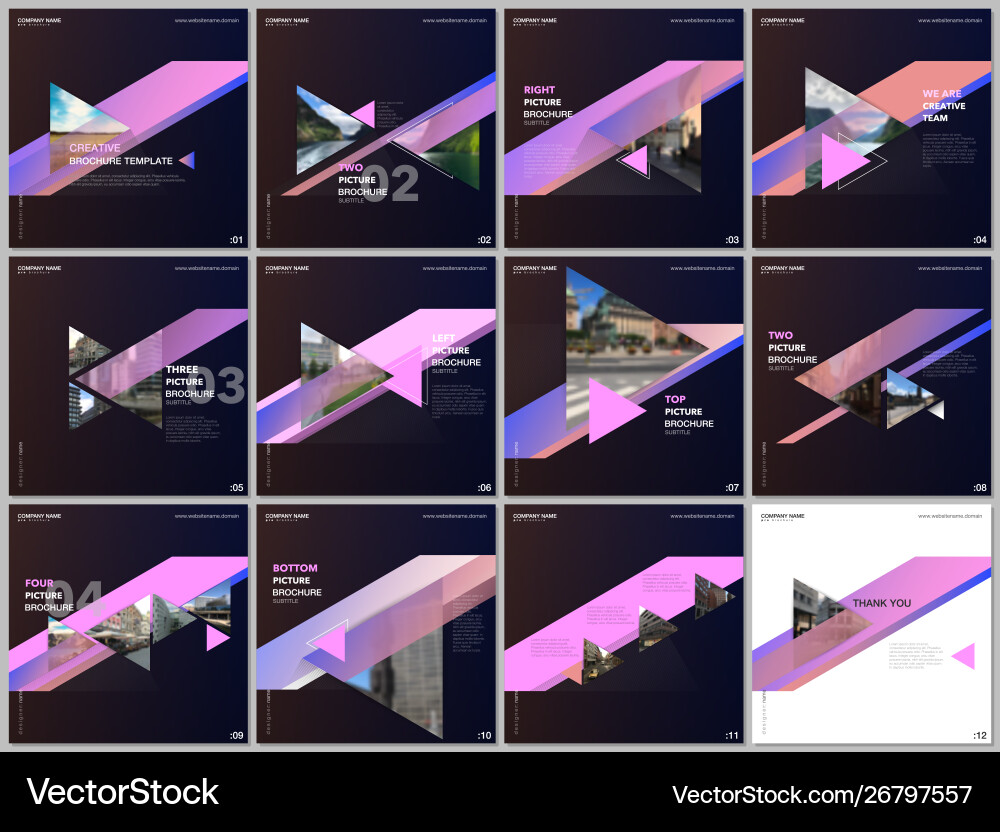 Minimal brochure templates with colorful triangles Minimal brochure templates with colorful triangles vector image