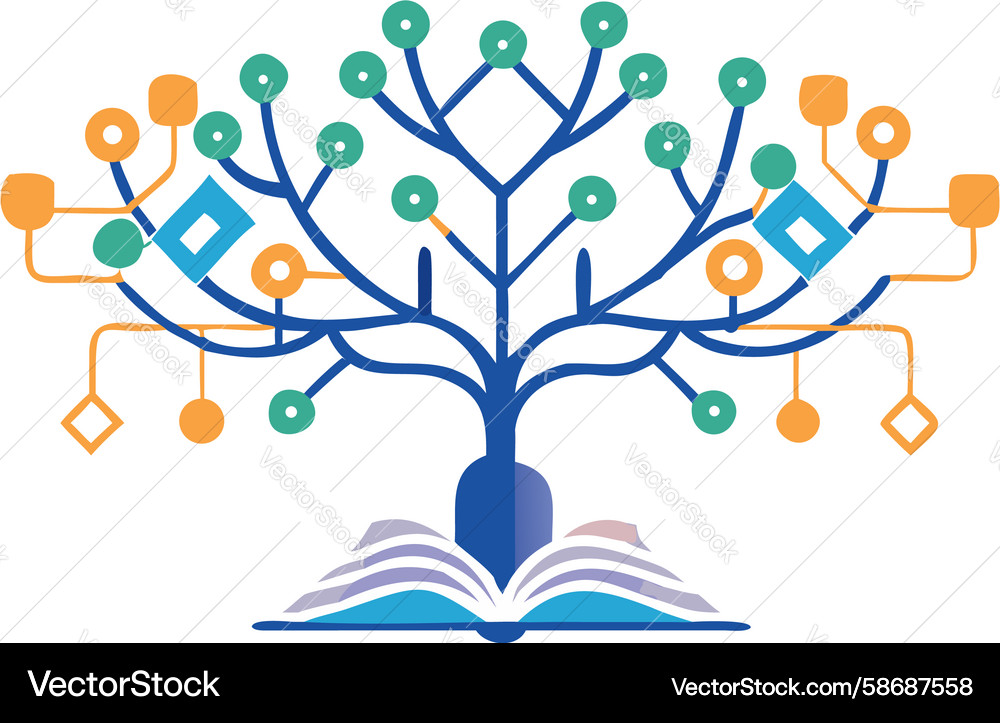 Abstract digital learning tree with circuits Vector Image