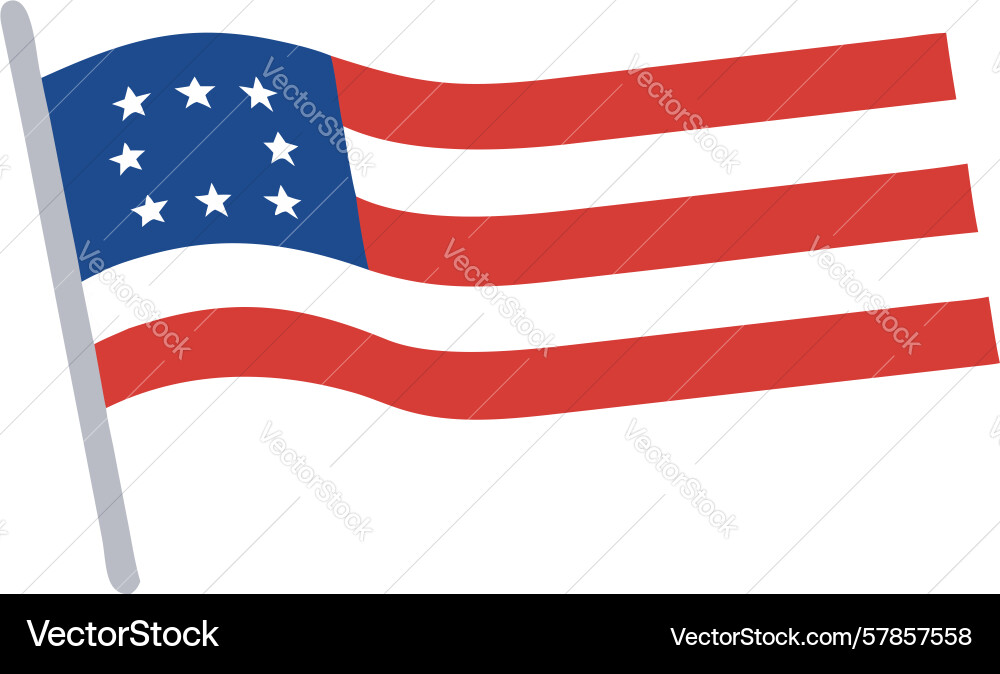 Dynamic waving us flag for national display Vector Image