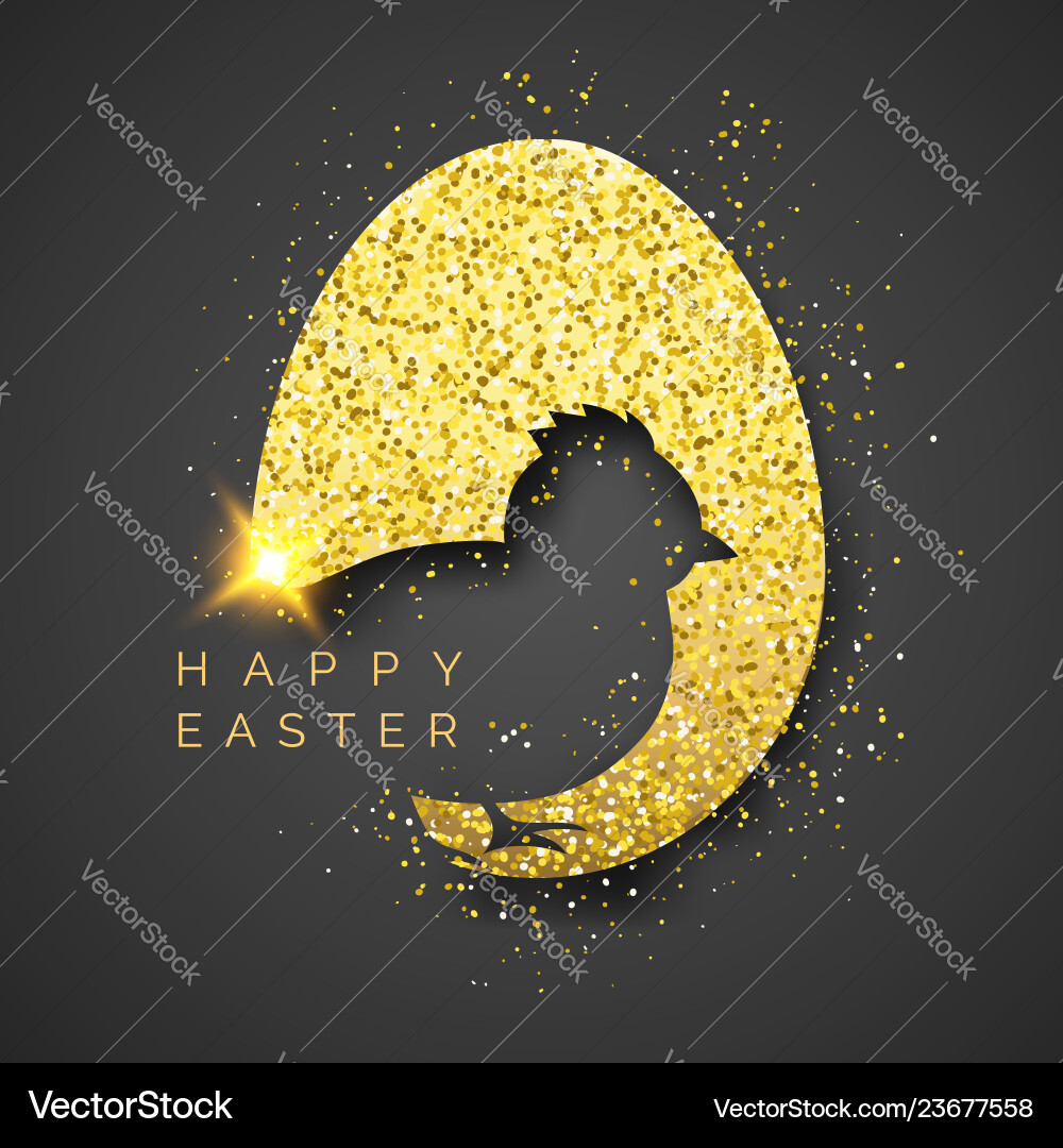 Easter black background with realistic golden egg Easter black background with realistic golden egg vector image