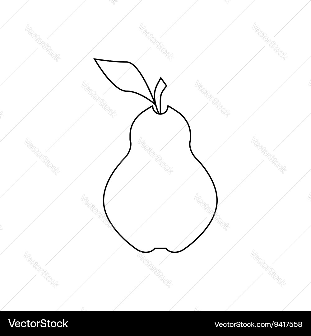 Pear icon in outline style Vector Image