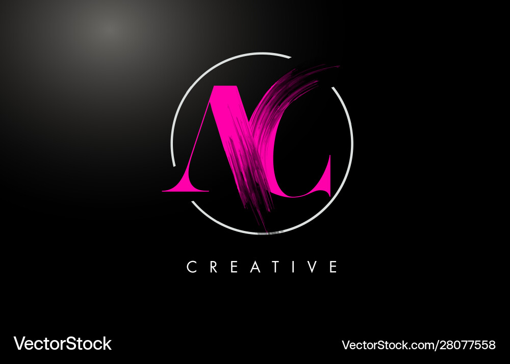 Pink ac brush stroke letter logo design Royalty Free Vector
