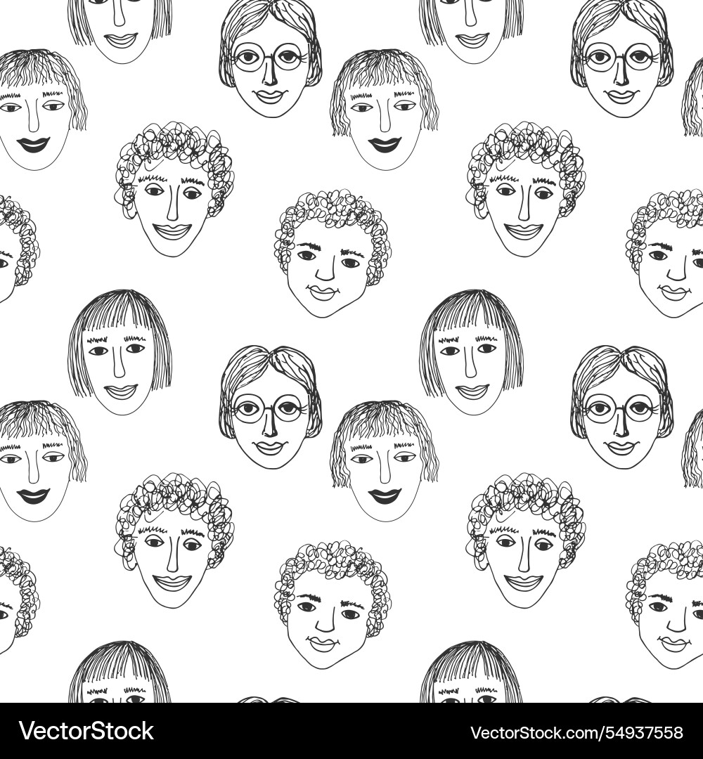 Seamless pattern with sketch of smiling character Seamless pattern with sketch of smiling character Vector Image