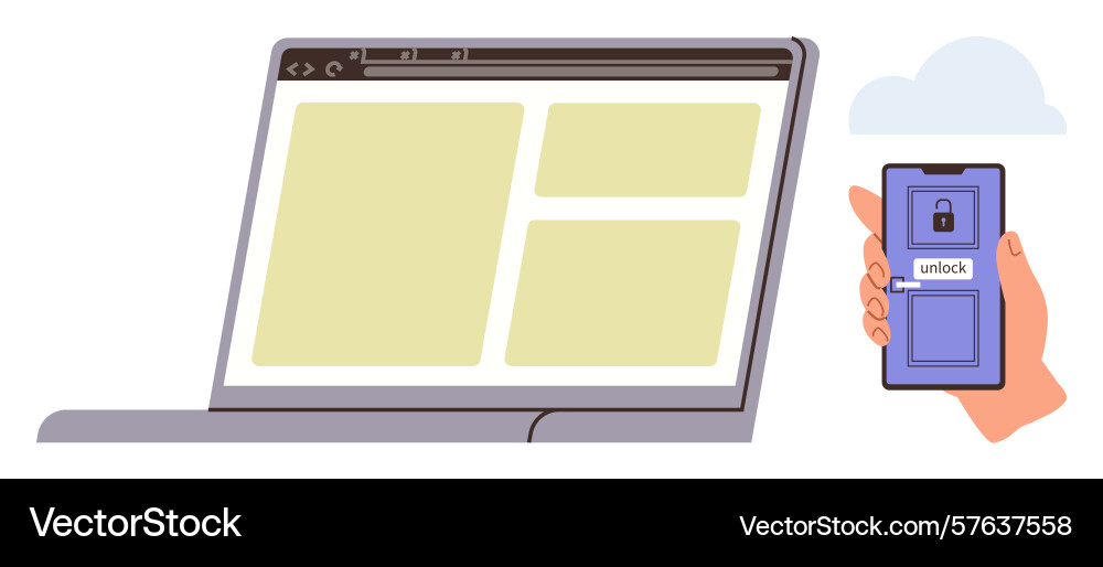 Secure access with two-factor authentication via Secure access with two-factor authentication via vector image