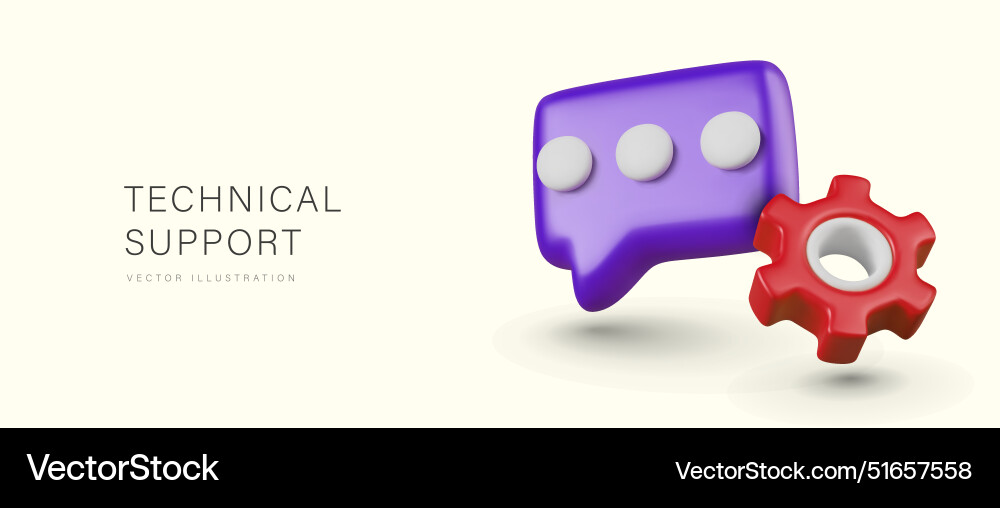 Technical support color banner in 3d style Vector Image