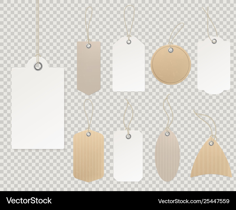 Blank price tags paper tag template labels vector image