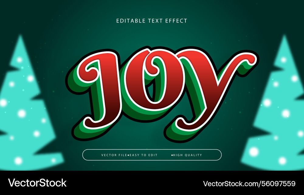 Green and red joy 3d editable text effect - font Green and red joy 3d editable text effect - font vector image