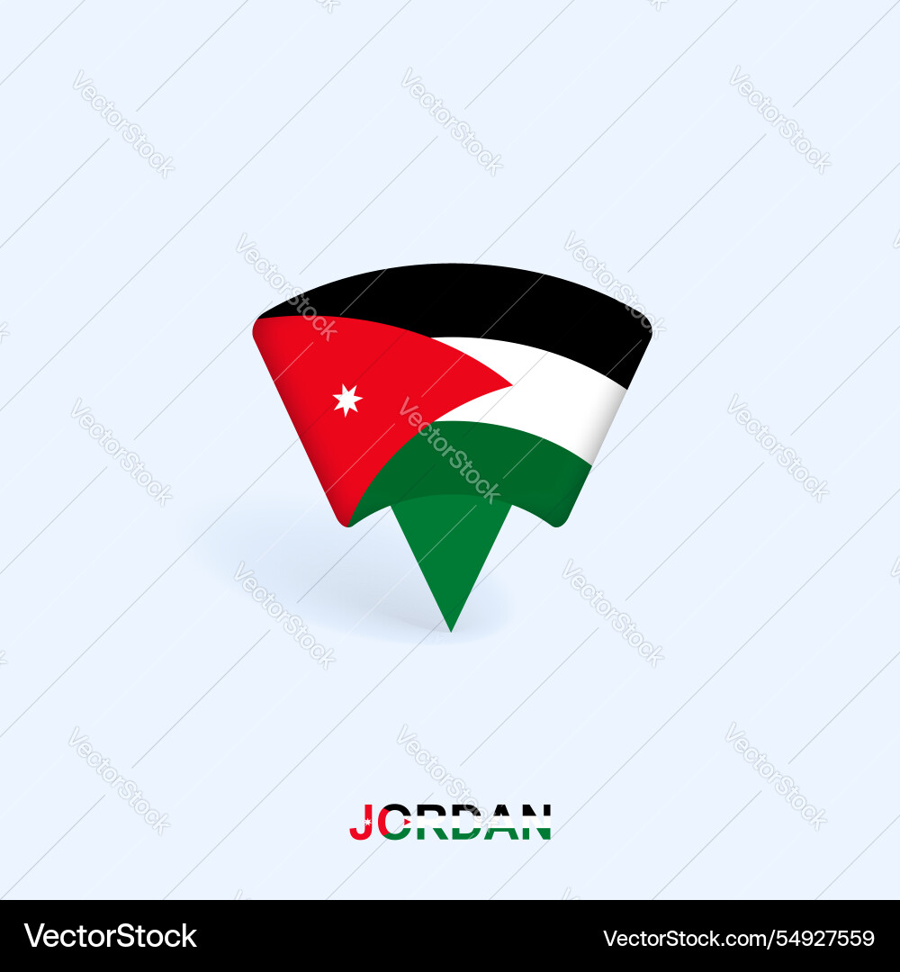 Jordan flag map pointer design with shadow vector image