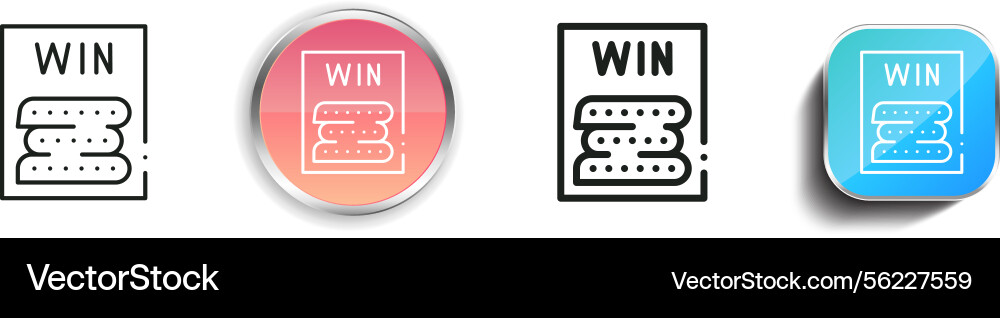 Lottery icon thin linear regular and button style Lottery icon thin linear regular and button style Vector Image