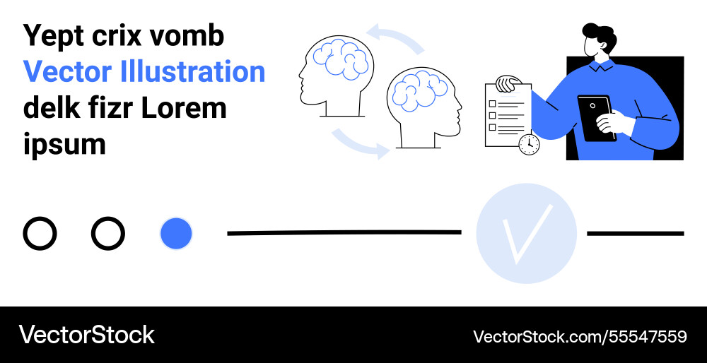 Man with tablet presenting document and cognitive Man with tablet presenting document and cognitive vector image