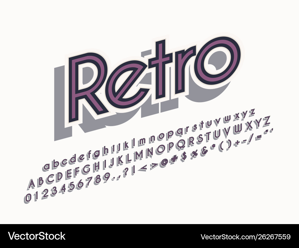 Retro font and alphabet stock Retro font and alphabet stock vector image