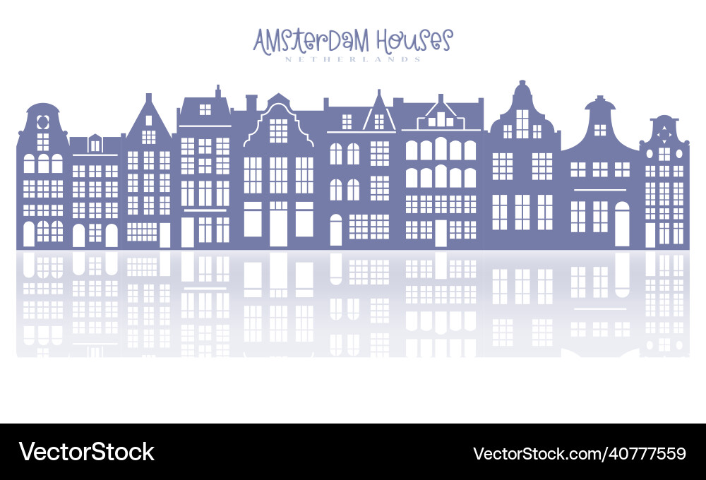Silhouette einer Reihe amsterdam Häuser Fassaden Silhouette einer Reihe amsterdam Häuser Fassaden vektorbild