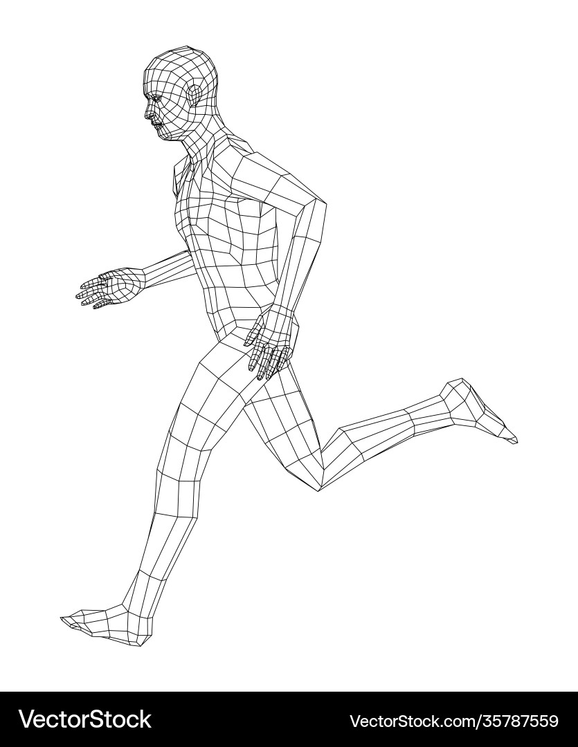 Wireframe running man Wireframe running man vector image