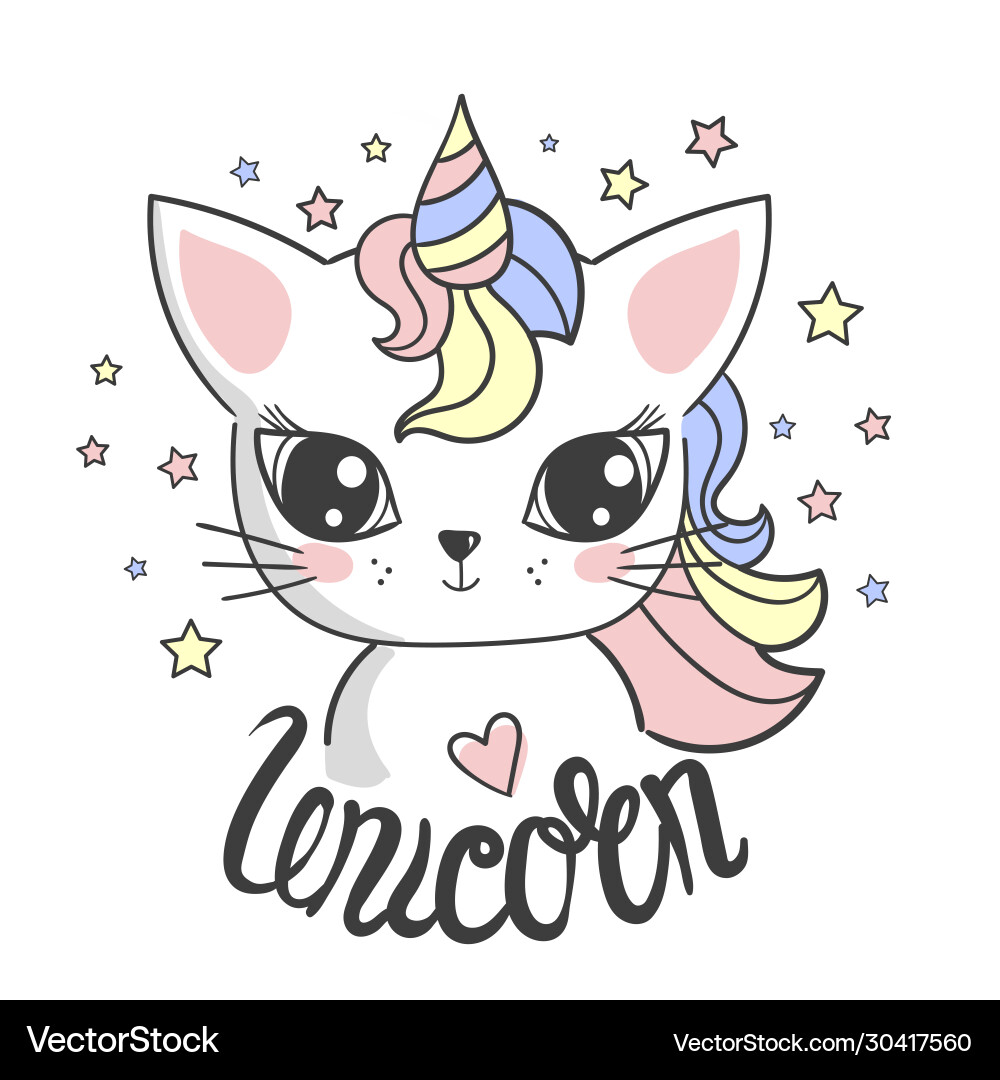 Cat with a unicorn horn capricorn kitten Cat with a unicorn horn capricorn kitten vector image