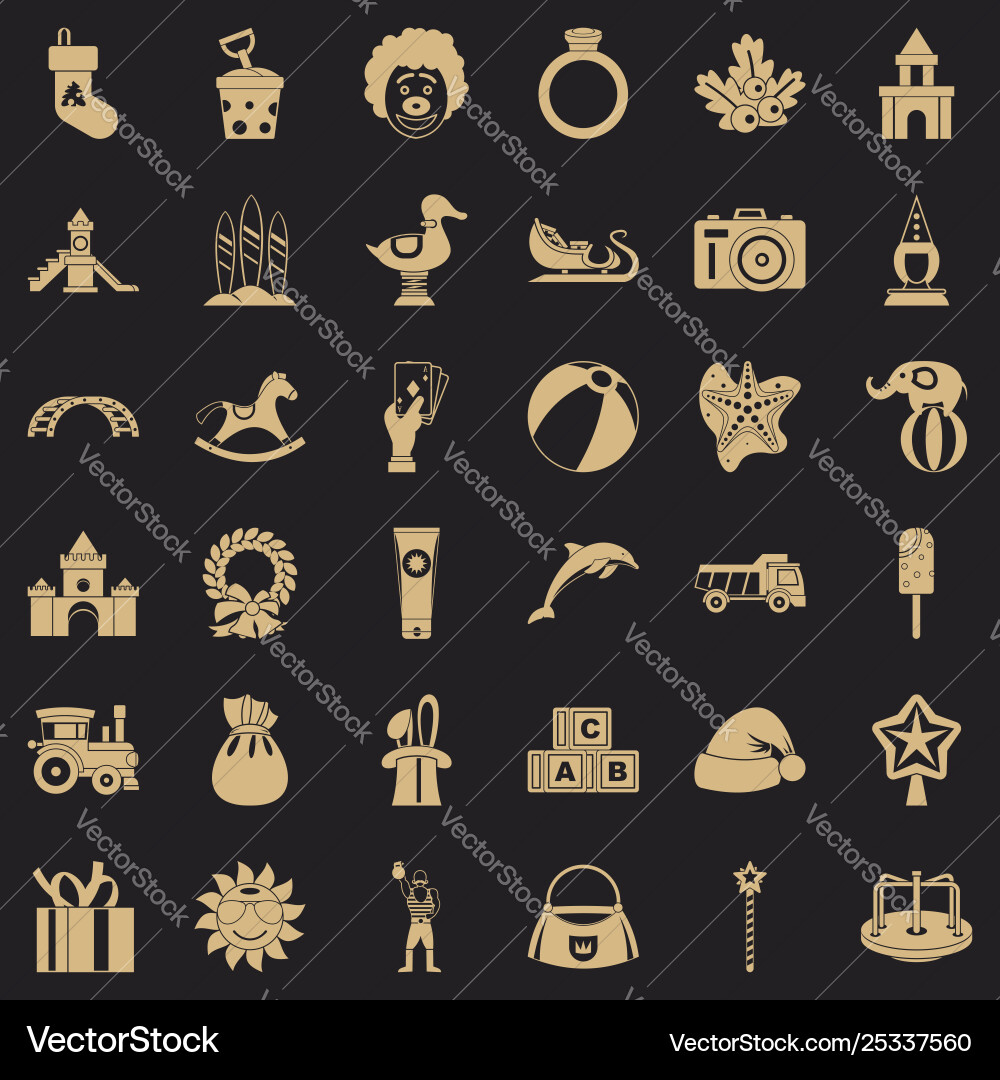 Elephant icons set simple style vector image
