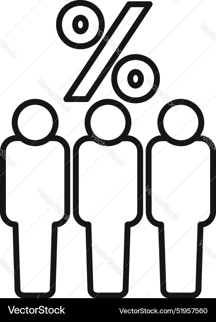 Group of people standing with percentage symbol Group of people standing with percentage symbol vector image