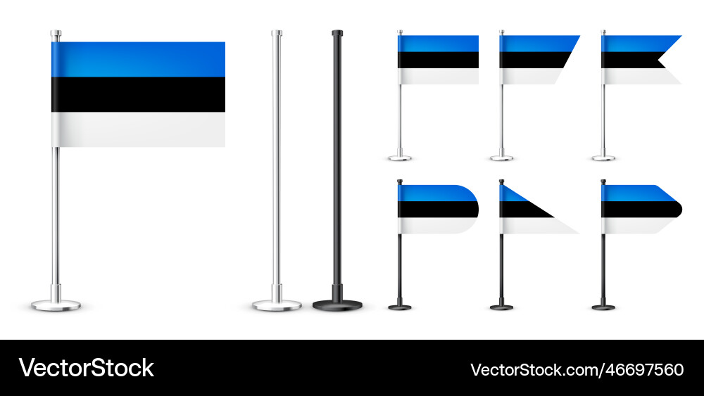 Realistic various estonian table flags on a chrome Realistic various estonian table flags on a chrome vector image
