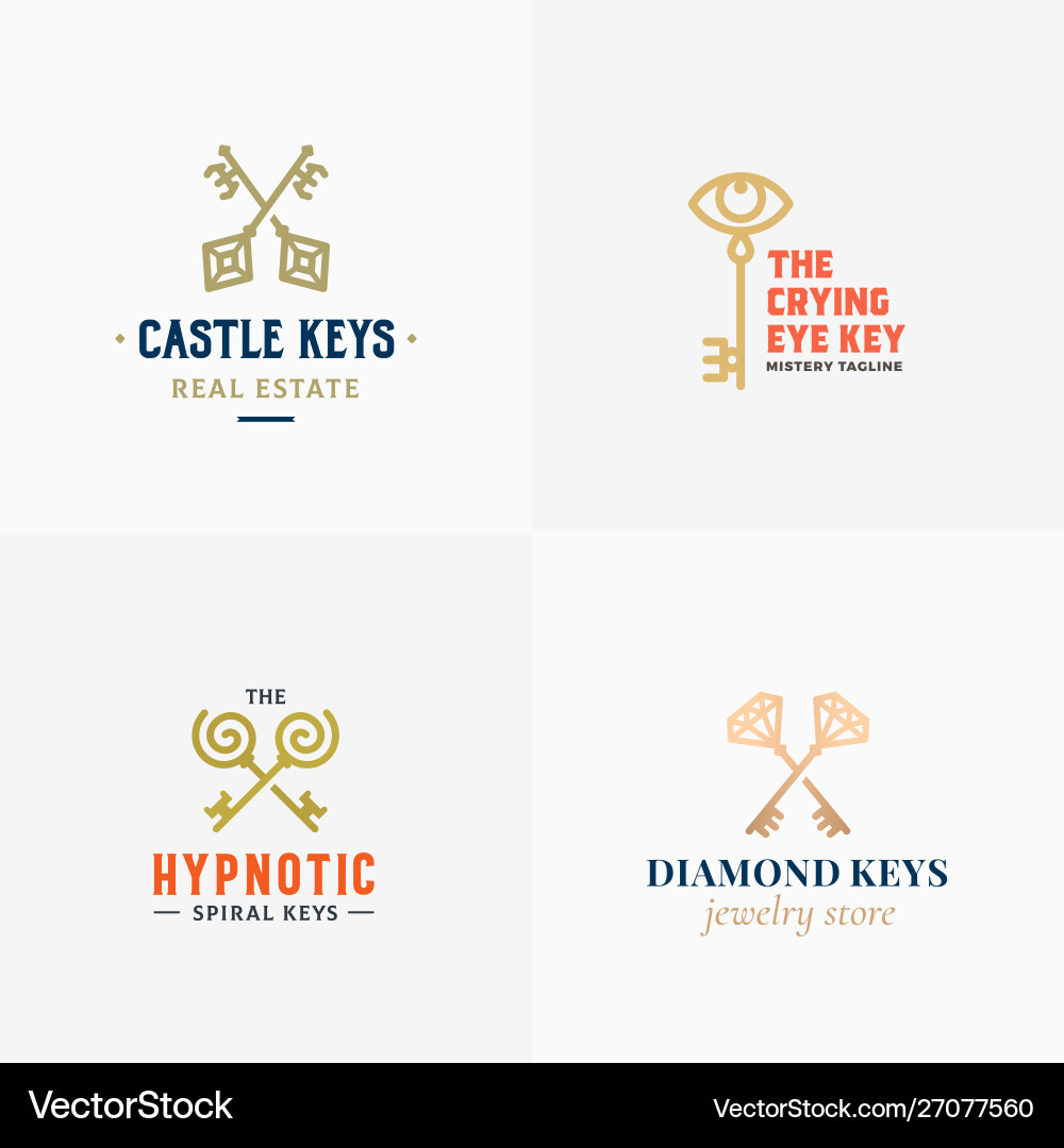 Retro keys small collection abstract signs Retro keys small collection abstract signs vector image