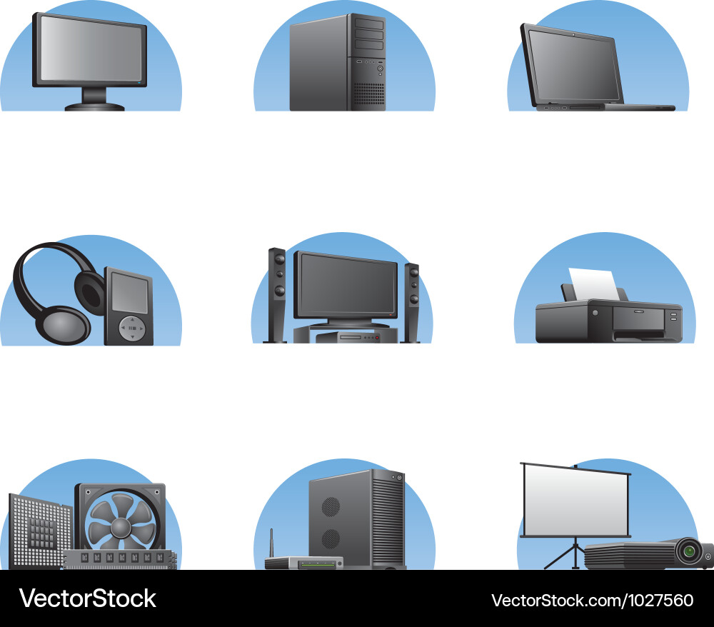 Set of computers and electronics devices icons Vector Image