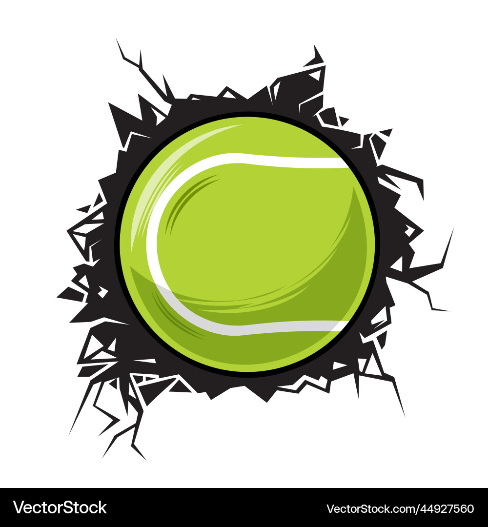 Tennisball geknackt Wand Club Grafik Tennisball geknackt Wand Club Grafik vektorbild