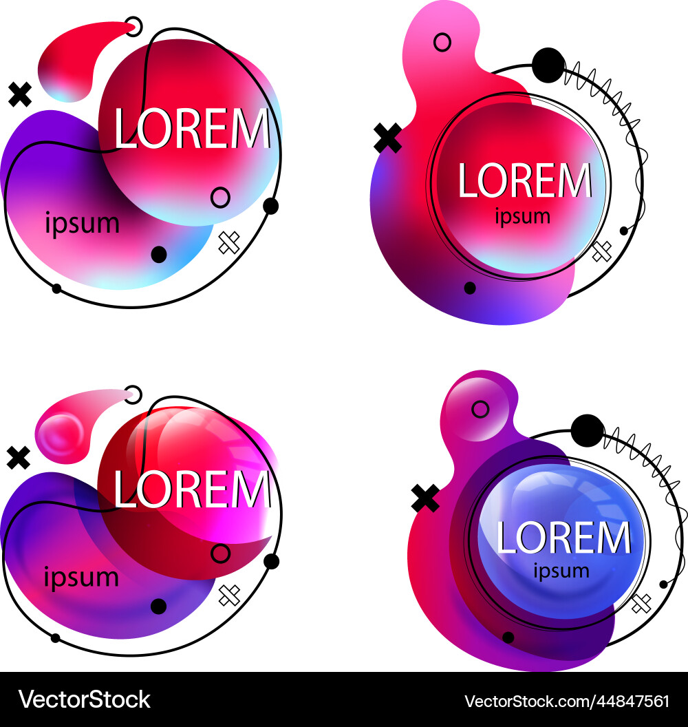 Abstract Rounded Buttons - Swirls & Liquid Effect vector image