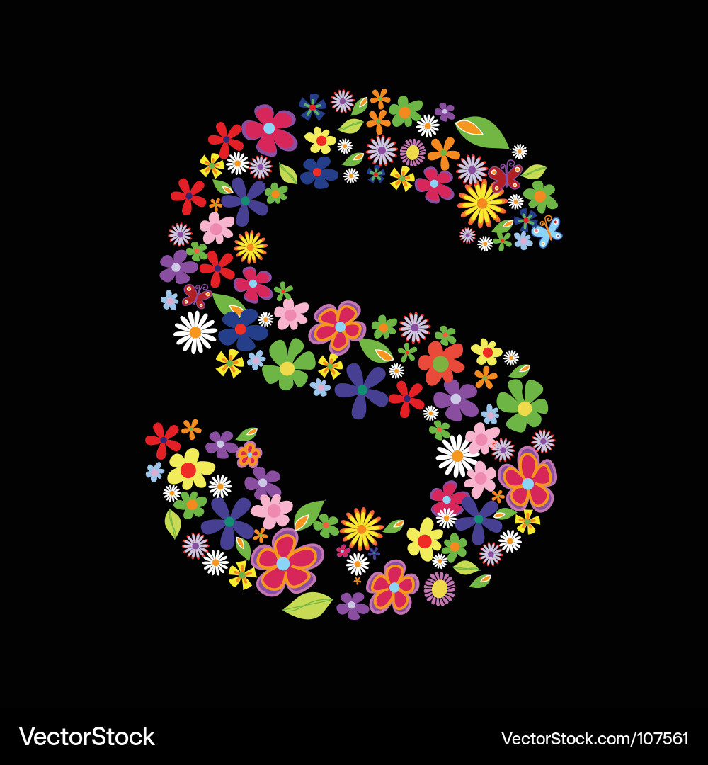 Alphabet Floral Letter 'S' vector image