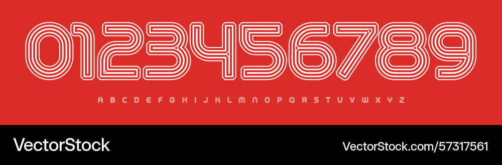 Bold retro line numbers letters outline font Bold retro line numbers letters outline font vector image