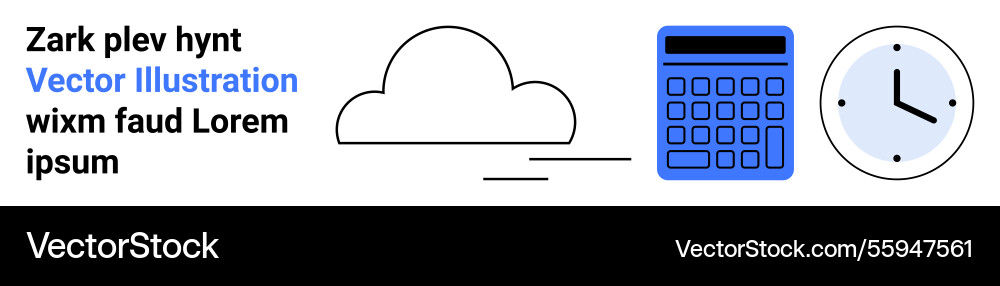 Cloud with speed lines beside calculator and clock Cloud with speed lines beside calculator and clock vector image