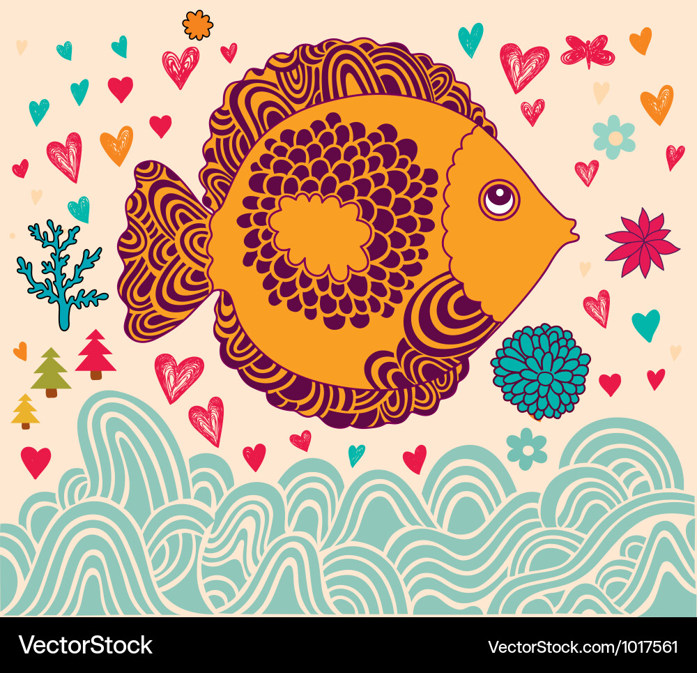 Decorative fish background Royalty Free Vector Image