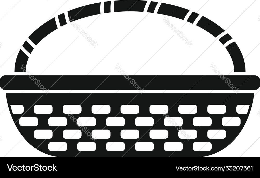 Empty wicker picnic basket with handle silhouette Empty wicker picnic basket with handle silhouette vector image
