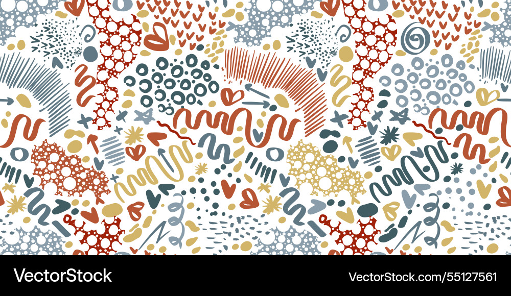 Fun colorful line doodle seamless pattern Vector Image