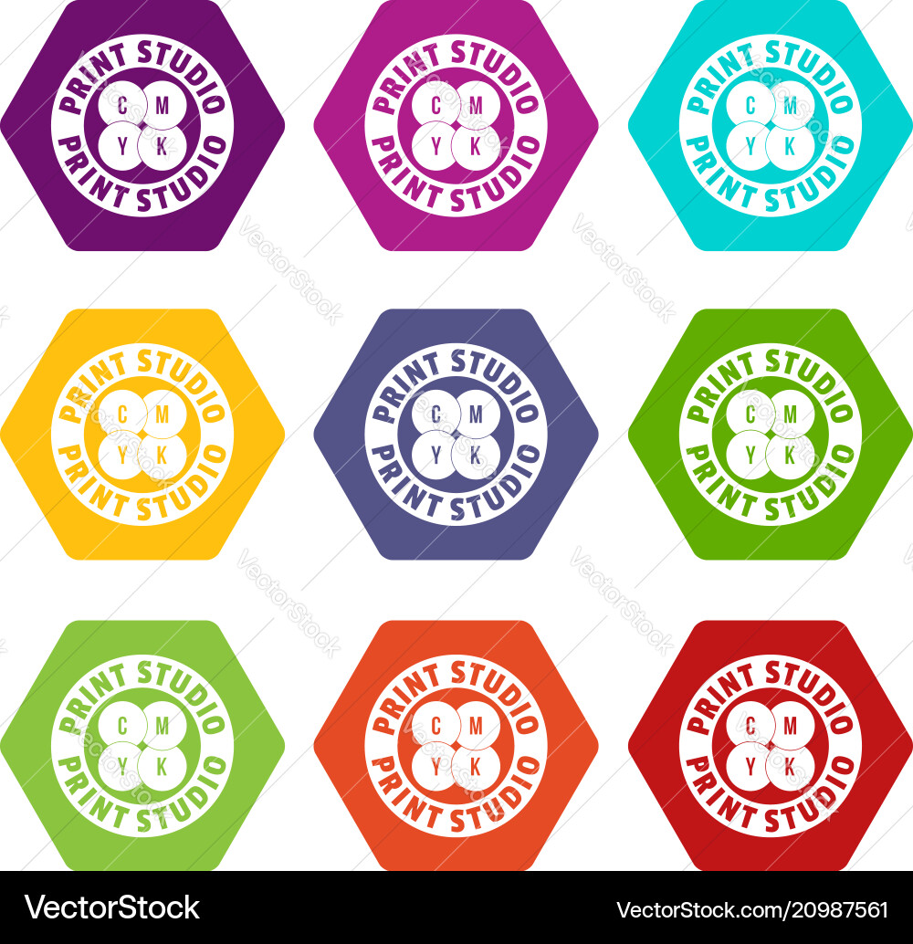 Print Studio Icons - Colorful Set vector image