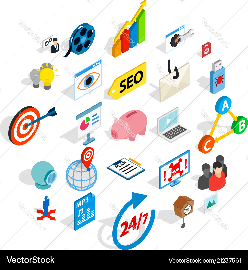 Styling icons set isometric style Vector Image