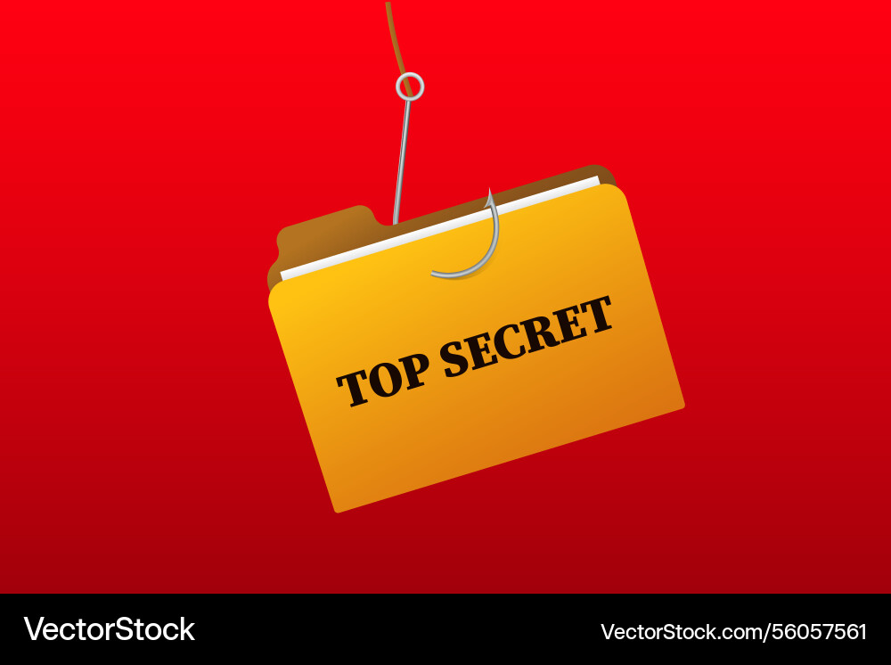 Yellow folder with red hook displaying vector image