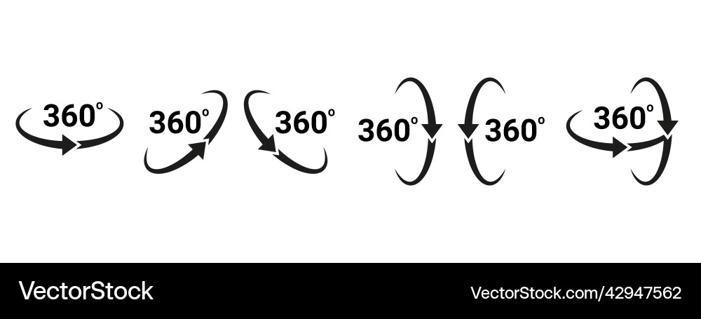360 degrees arrow rotate around set icon circle 360 degrees arrow rotate around set icon circle vector image