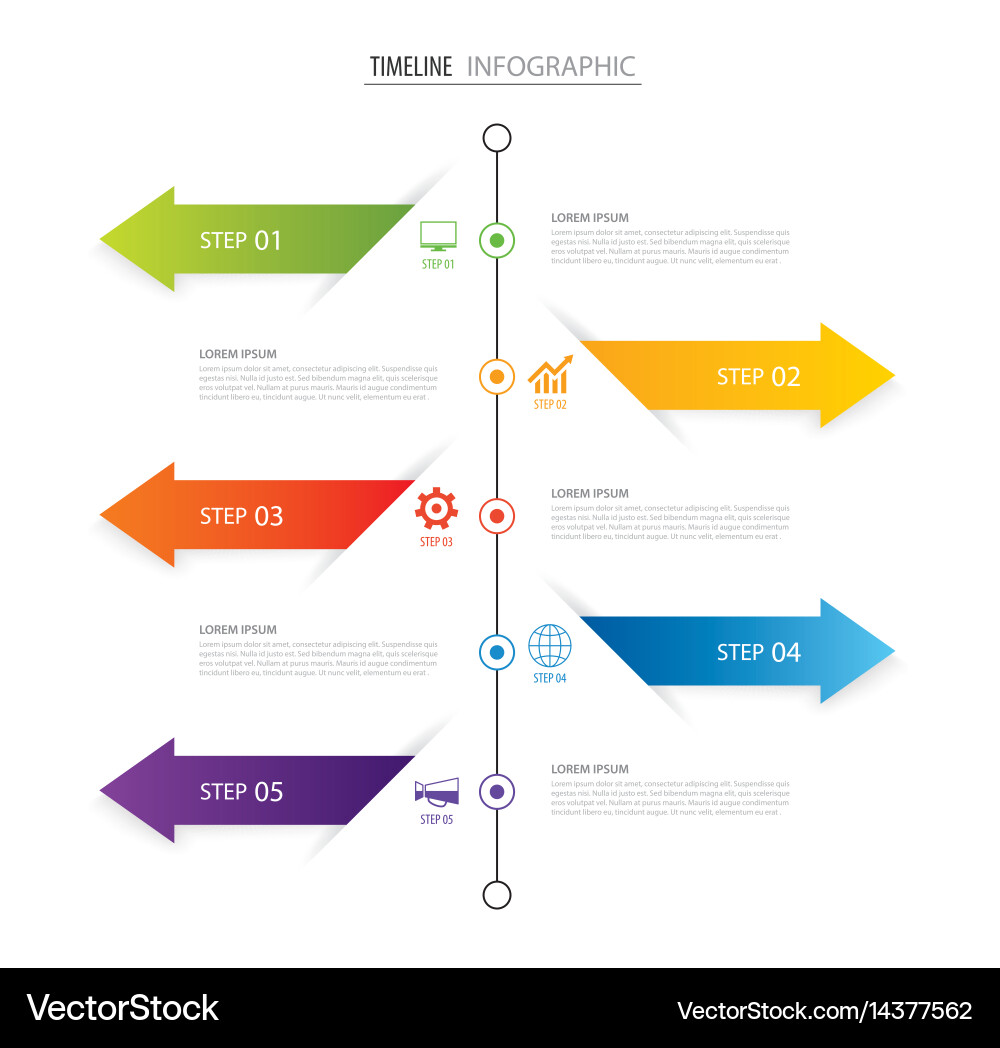 5 Schritt Timeline Infographic Template Vektorbild