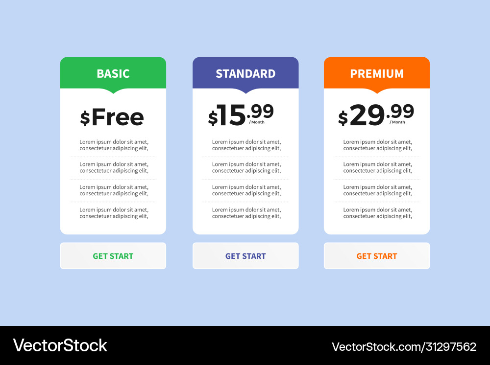 Ui user interface price list 08 Ui user interface price list 08 vector image