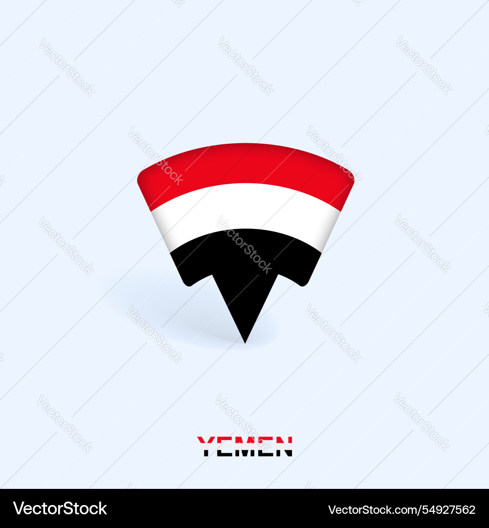 Yemen flag map pointer design with shadow Yemen flag map pointer design with shadow vector image