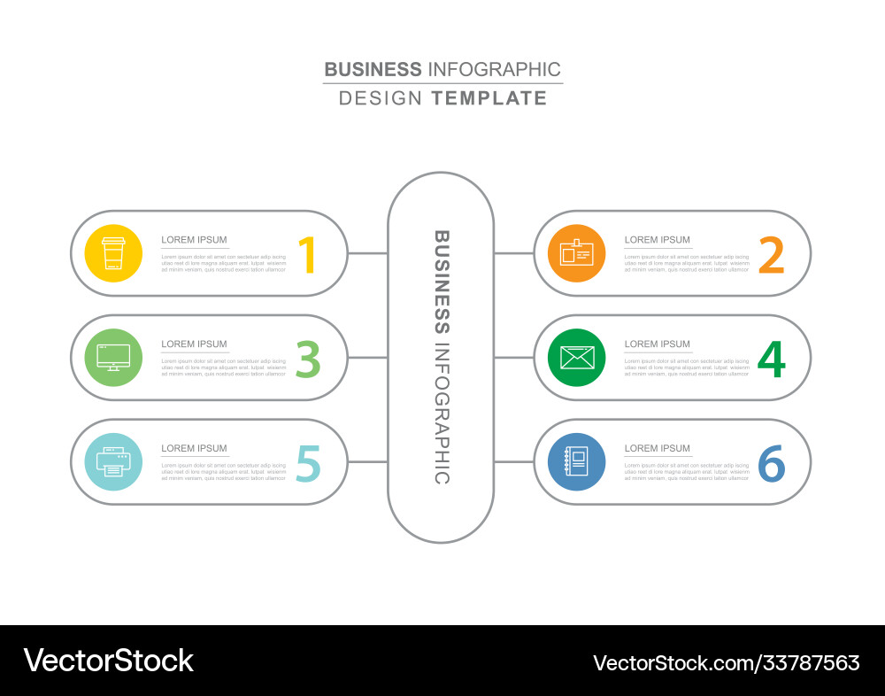 6 data infographics tab index template with thin vector image