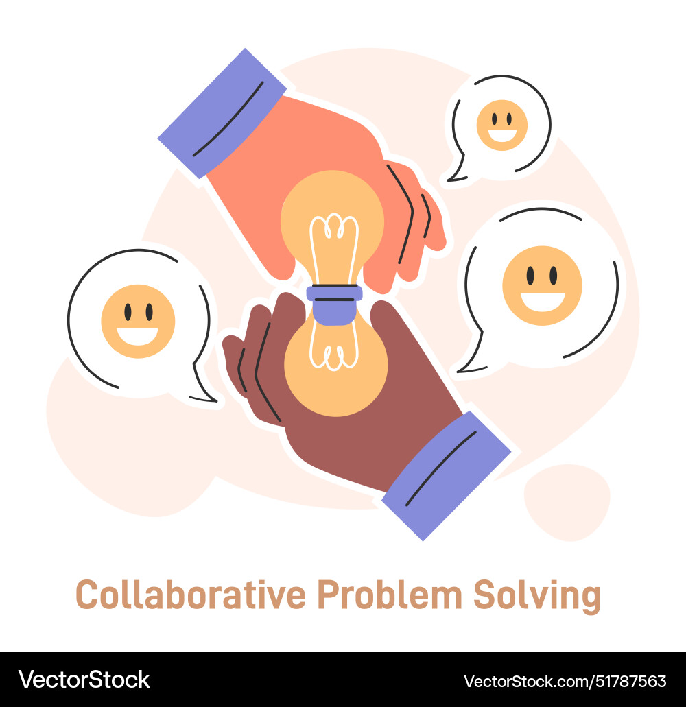 Collaborative problem solving character Collaborative problem solving character vector image
