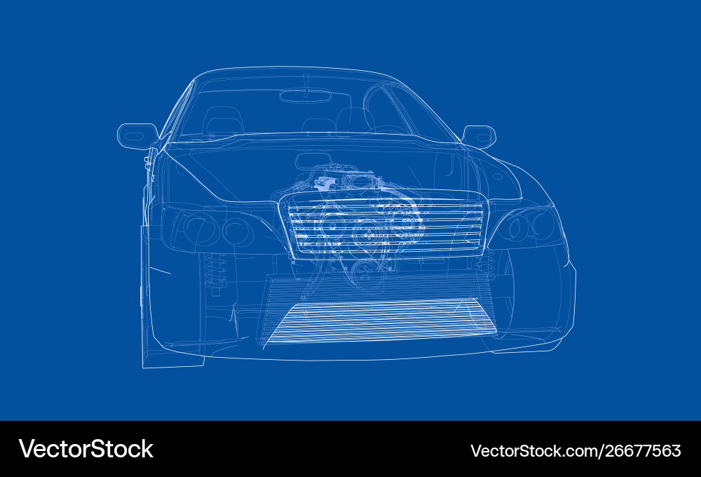 Concept car rendering 3d Vector Image