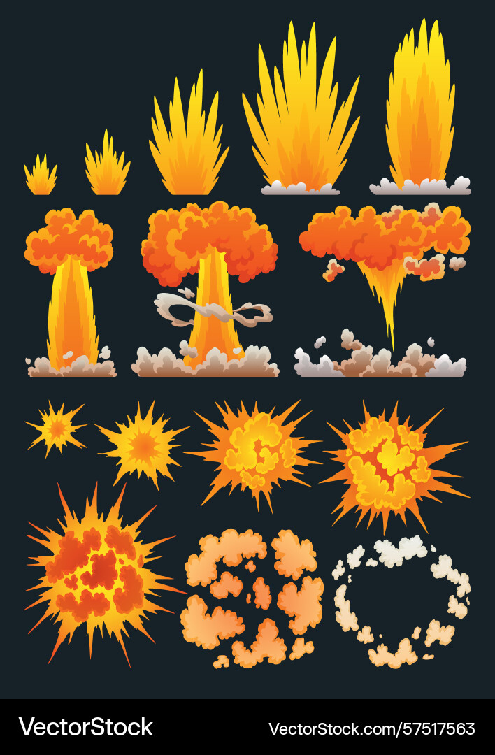Explosion animation for game vector image