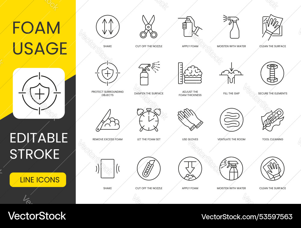 Instructions for using polyurethane foam Instructions for using polyurethane foam vector image
