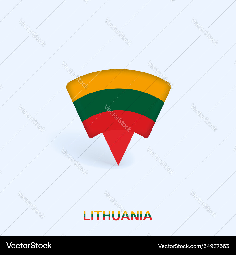 Lithuania flag map pointer design with shadow Lithuania flag map pointer design with shadow vector image