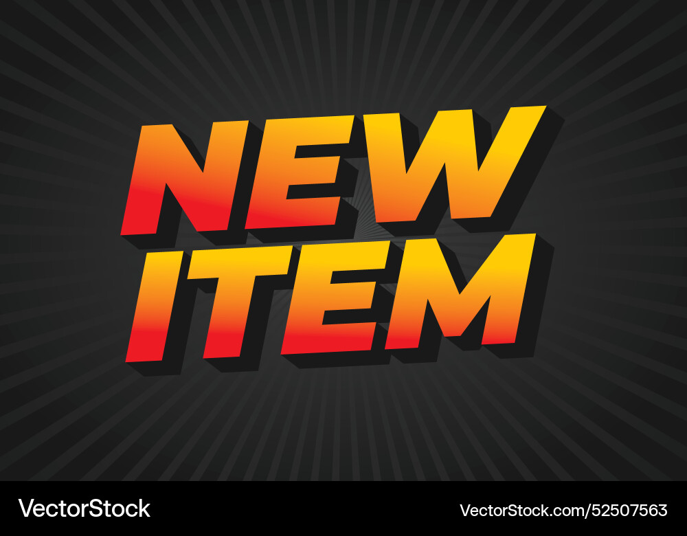 New item text effect in 3d style for print ad New item text effect in 3d style for print ad vector image