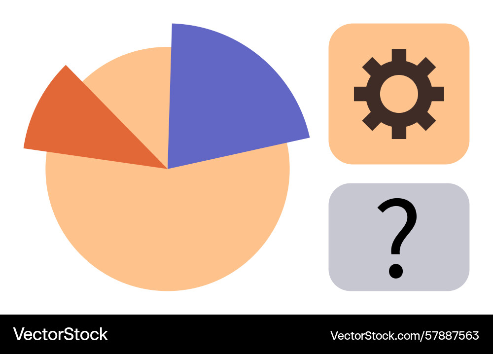 Pie chart with gear and question mark Vector Image