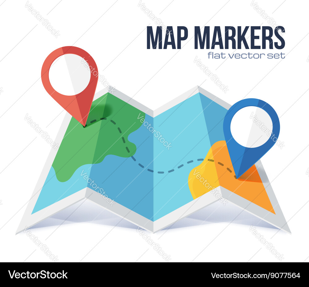 Flat style logistic map with red and blue point vector image