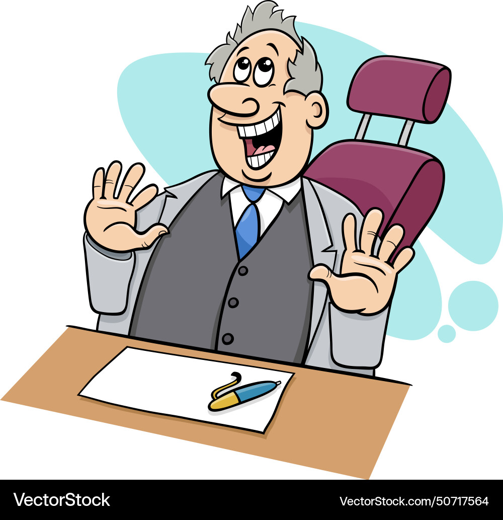 boss sitting behind desk cartoon