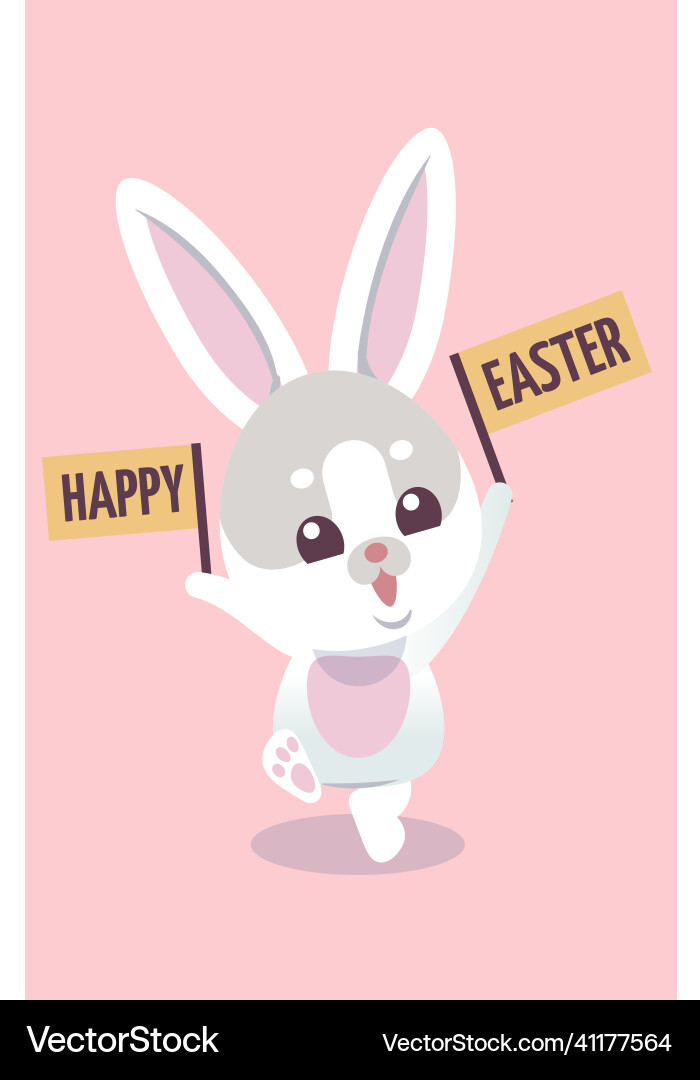 Happy easter placard in little rabbit Happy easter placard in little rabbit vector image